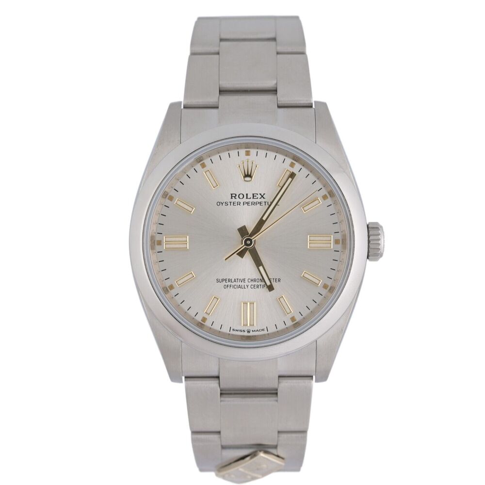 Rolex Oyster Perpetual 126000 Dominos Edition Silver 36mm Automatic Watch